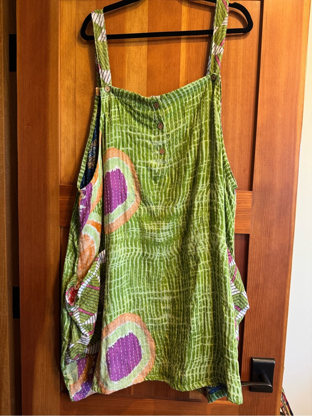 Kantha Bae Green Printed Boho Tunic with Button Straps